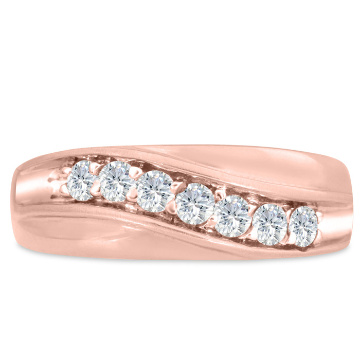 Men's 1/2 Carat Diamond Wedding Band in 14K Rose Gold, G-H Color, , 7.63mm Wide by SuperJeweler