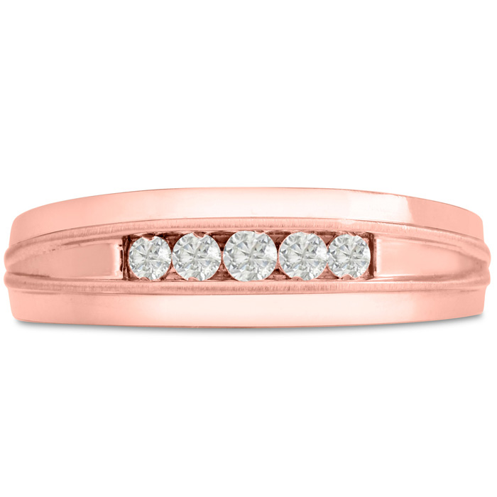 Men's 1/5 Carat Diamond Wedding Band in Rose Gold, G-H Color, , 6.68mm Wide by SuperJeweler