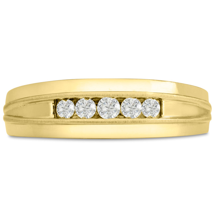 Men's 1/5 Carat Diamond Wedding Band in Yellow Gold, G-H Color, , 6.68mm Wide by SuperJeweler