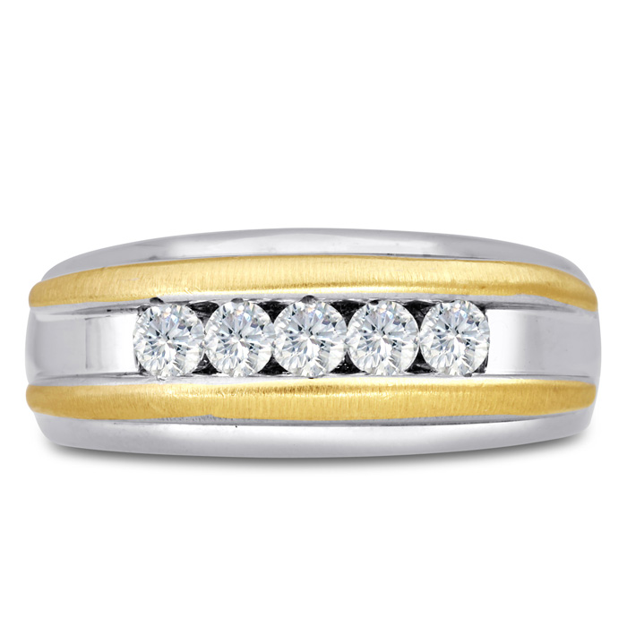 Men's 1/2 Carat Diamond Wedding Band in 14K Two-Tone Gold, G-H Color, , 9.0mm Wide by SuperJeweler