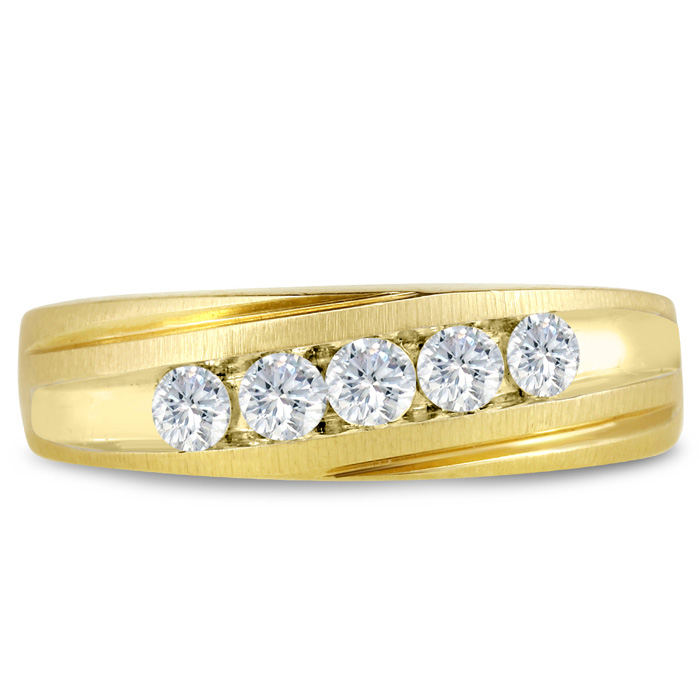 Men's 1/2 Carat Diamond Wedding Band in Yellow Gold, G-H Color, , 6.67mm Wide by SuperJeweler