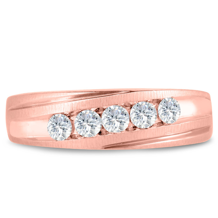 Men's 1/2 Carat Diamond Wedding Band in 14K Rose Gold, -K, I1-I2, 6.67mm Wide by SuperJeweler