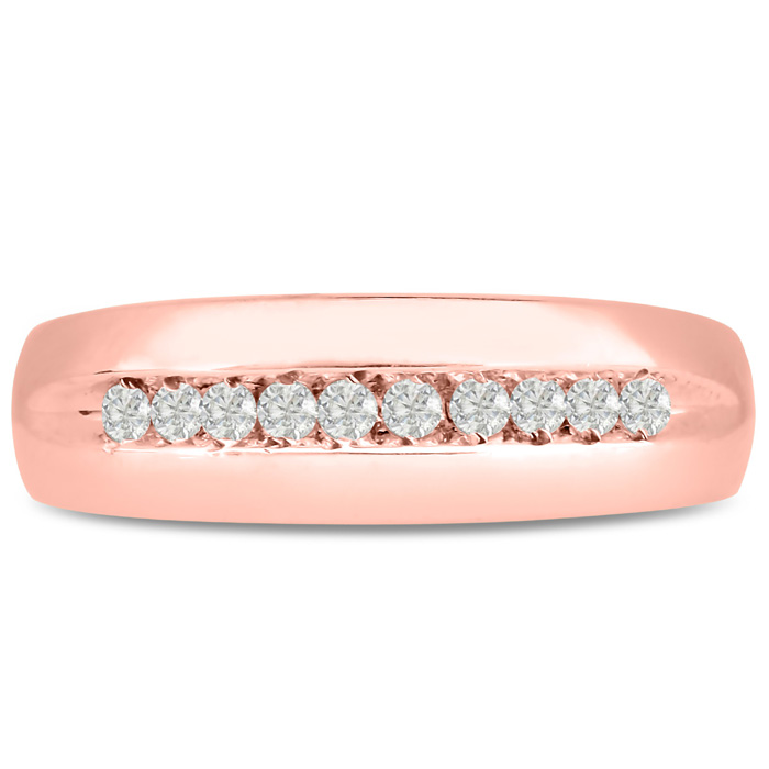 Men's 1/4 Carat Diamond Wedding Band in Rose Gold, -K, I1-I2, 6.93mm Wide by SuperJeweler