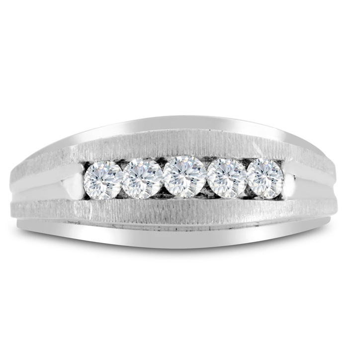 Men's 1/2 Carat Diamond Wedding Band in 14K White Gold, G-H Color, , 9.11mm Wide by SuperJeweler