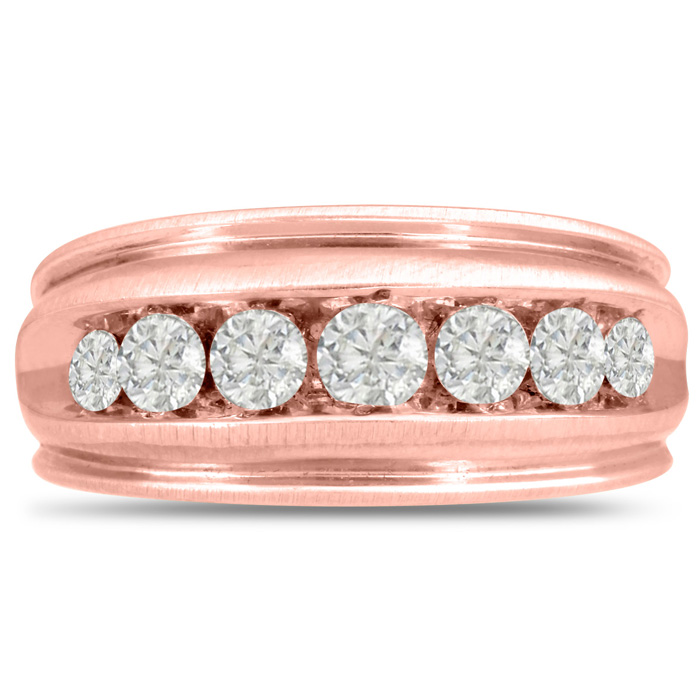 Men's 1 Carat Diamond Wedding Band in Rose Gold, G-H Color, , 10.41mm Wide by SuperJeweler