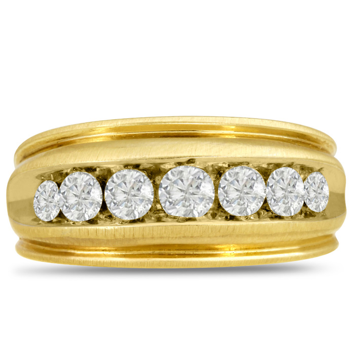 Men's 1 Carat Diamond Wedding Band in Yellow Gold, -K, I1-I2, 10.41mm Wide by SuperJeweler