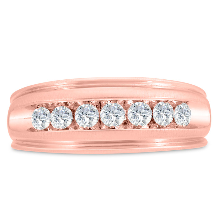Men's 1/2 Carat Diamond Wedding Band in 14K Rose Gold, -K, I1-I2, 8.52mm Wide by SuperJeweler