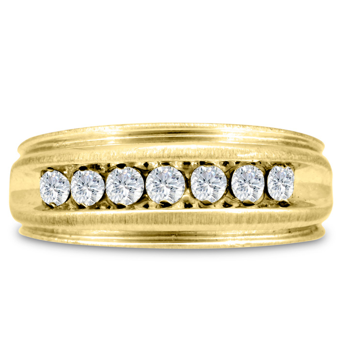 Men's 1/2 Carat Diamond Wedding Band in Yellow Gold, -K, I1-I2, 8.06mm Wide by SuperJeweler