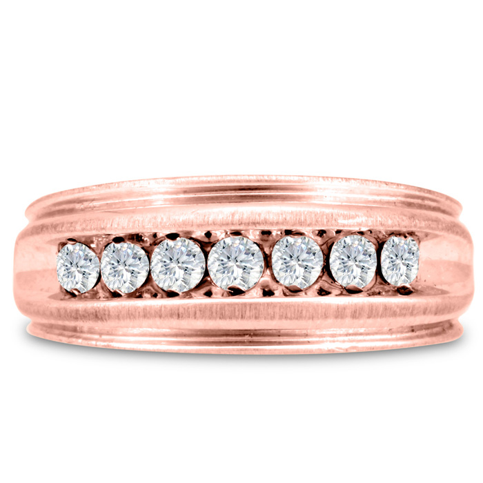 Men's 1/2 Carat Diamond Wedding Band in 14K Rose Gold, G-H Color, , 8.06mm Wide by SuperJeweler