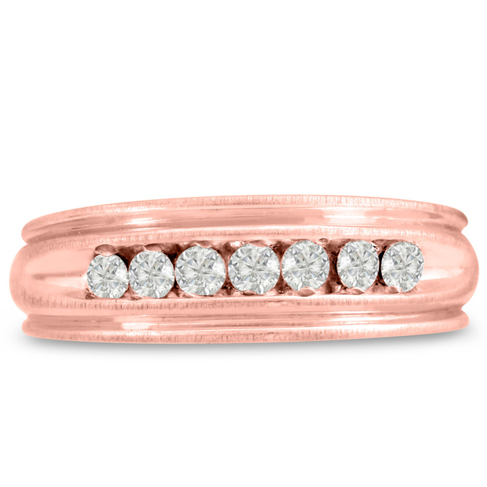 Men's 1/4 Carat Diamond Wedding Band in Rose Gold, G-H Color, , 6.47mm Wide by SuperJeweler