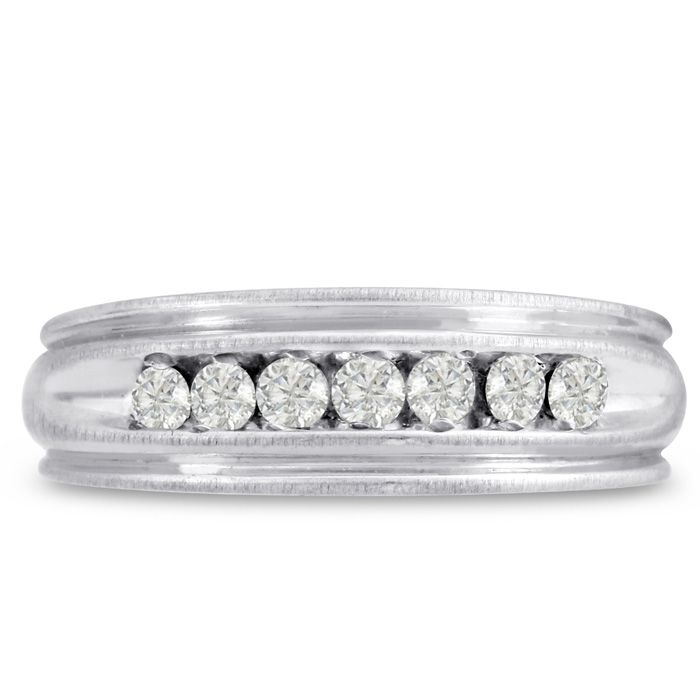 Men's 1/4 Carat Diamond Wedding Band in White Gold, G-H Color, , 6.47mm Wide by SuperJeweler
