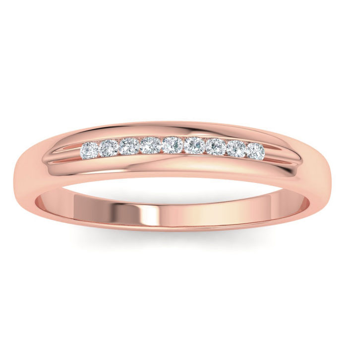 Men's 1/10 Carat Diamond Wedding Band in Rose Gold, -K, I1-I2, 4.36mm Wide by SuperJeweler