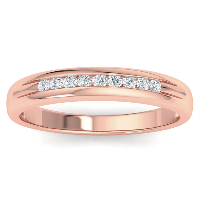 Men's 1/5 Carat Diamond Wedding Band in Rose Gold, G-H Color, , 5.31mm Wide by SuperJeweler