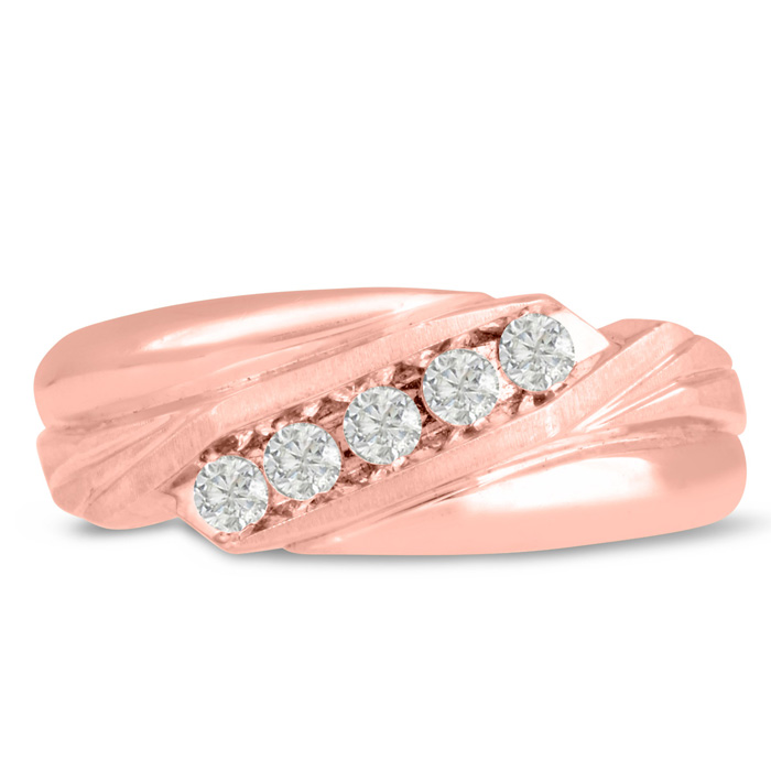 Men's 1/3 Carat Diamond Wedding Band in 14K Rose Gold, -K, I1-I2, 8.47mm Wide by SuperJeweler