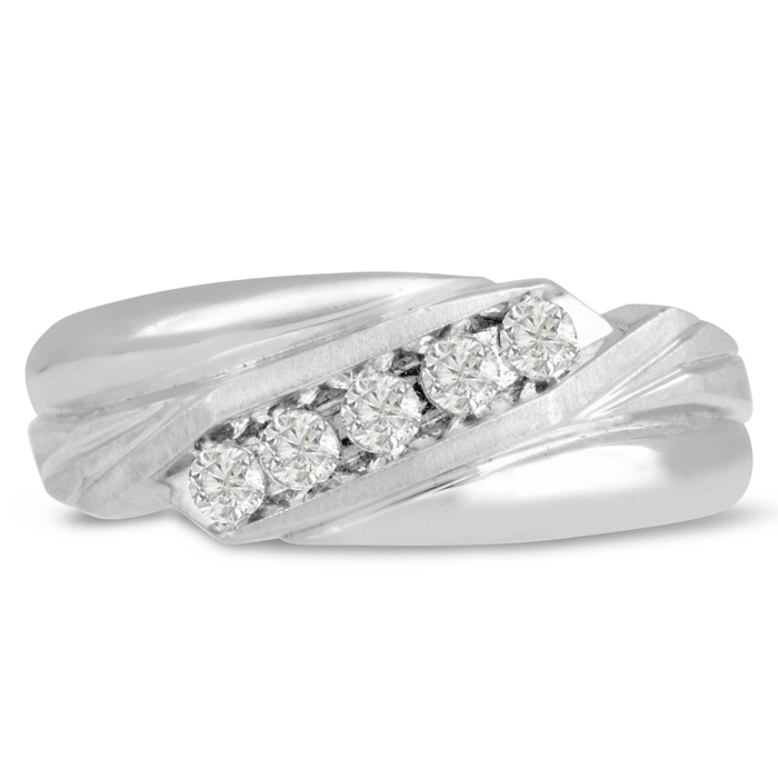 Men's 1/3 Carat Diamond Wedding Band in 14K White Gold, G-H Color, , 8.47mm Wide by SuperJeweler