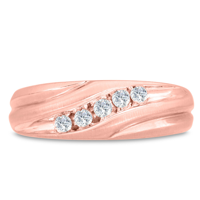 Men's 1/4 Carat Diamond Wedding Band in Rose Gold, G-H Color, , 7.51mm Wide by SuperJeweler