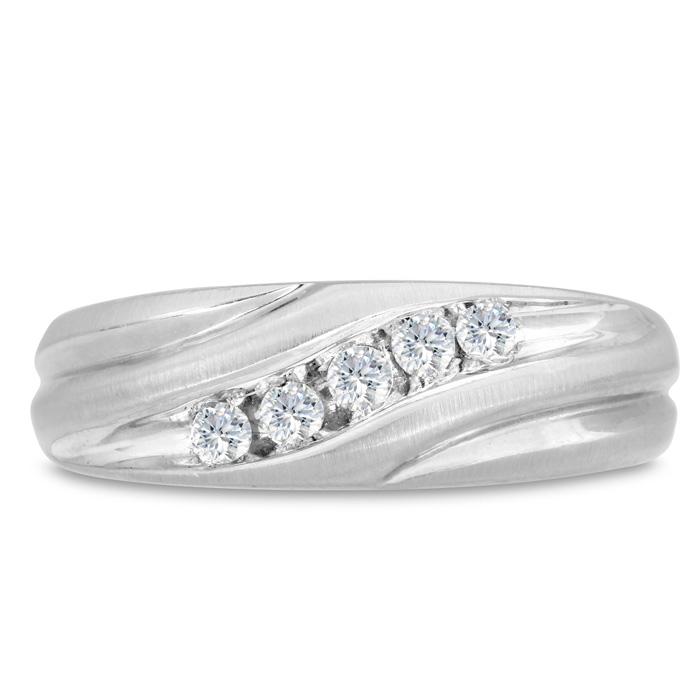 Men's 1/4 Carat Diamond Wedding Band in White Gold, G-H Color, , 7.51mm Wide by SuperJeweler