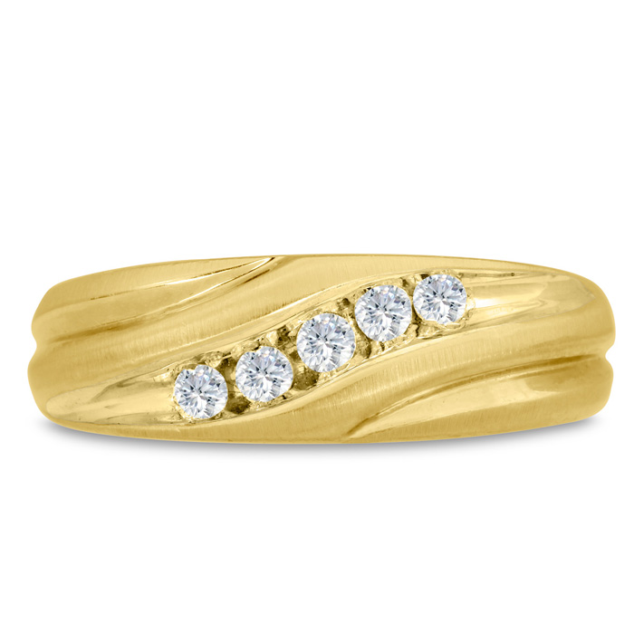 Men's 1/4 Carat Diamond Wedding Band in 14K Yellow Gold, -K, I1-I2, 7.51mm Wide by SuperJeweler