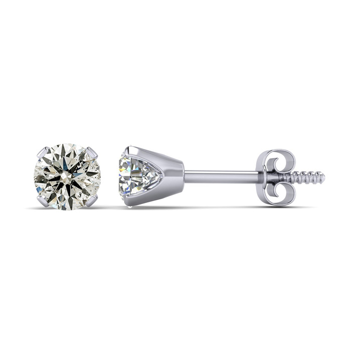 1 Carat Diamond Stud Earrings in 14K White Gold (1.2 g) (,  Clarity Enhanced) by SuperJeweler