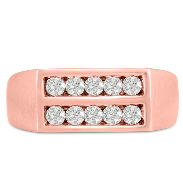 Men's 1/2 Carat Diamond Wedding Band in Rose Gold, -K, I1-I2, 8.33mm Wide by SuperJeweler