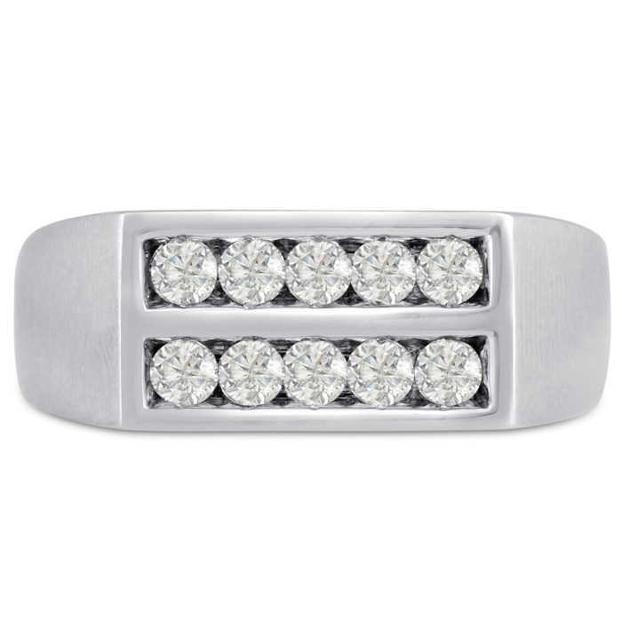 Men's 1/2 Carat Diamond Wedding Band in 14K White Gold, G-H Color, , 8.33mm Wide by SuperJeweler