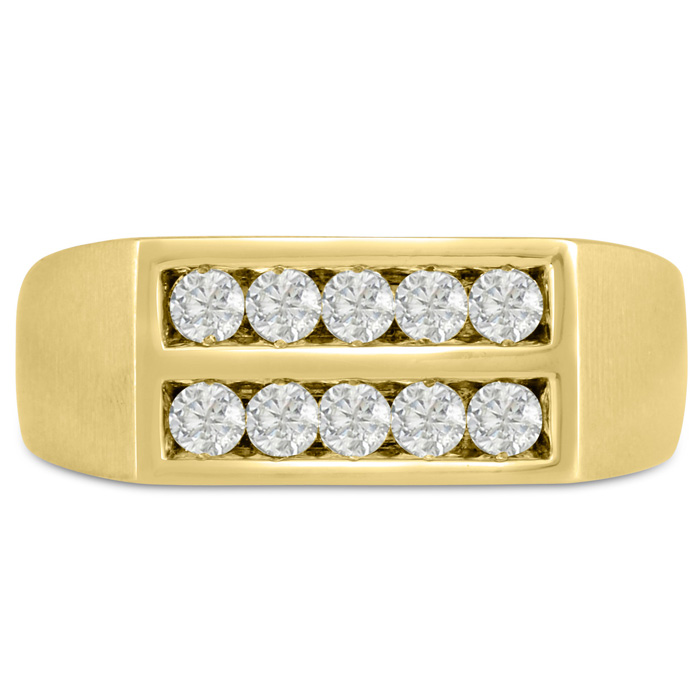 Men's 1/2 Carat Diamond Wedding Band in 14K Yellow Gold, -K, I1-I2, 8.33mm Wide by SuperJeweler
