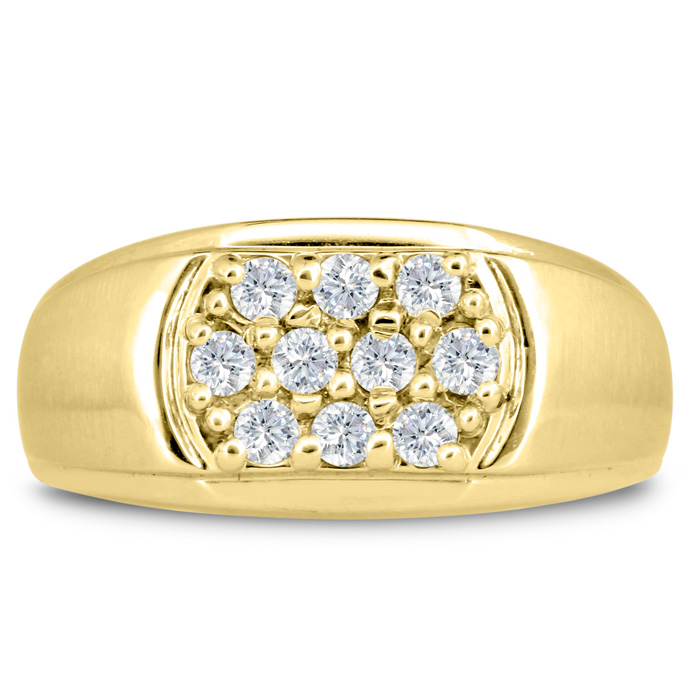 Men's 1/2 Carat Diamond Wedding Band in Yellow Gold, G-H Color, , 10.23mm Wide by SuperJeweler