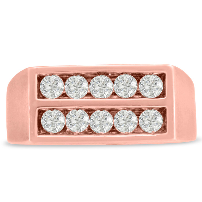Men's 1 Carat Diamond Wedding Band in Rose Gold, -K, I1-I2, 8.83mm Wide by SuperJeweler