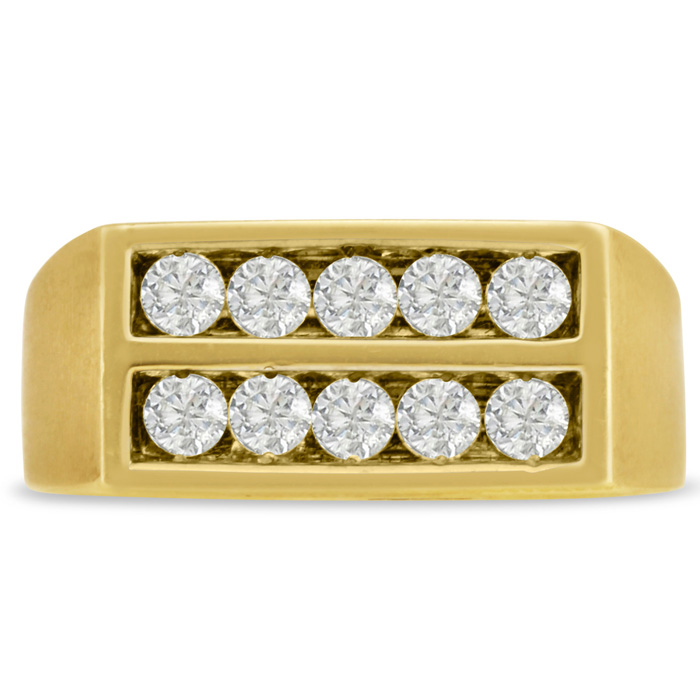 Men's 1 Carat Diamond Wedding Band in Yellow Gold, -K, I1-I2, 8.83mm Wide by SuperJeweler