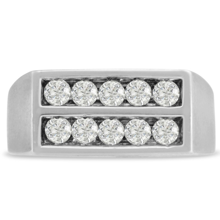 Men's 1 Carat Diamond Wedding Band in 14K White Gold, G-H Color, , 9.42mm Wide by SuperJeweler