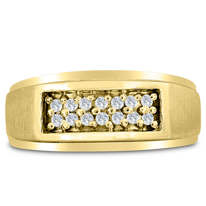 Men's 1/4 Carat Diamond Wedding Band in Yellow Gold, G-H Color, , 9.52mm Wide by SuperJeweler