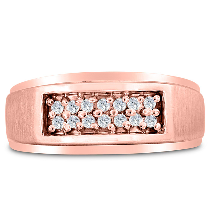 Men's 1/4 Carat Diamond Wedding Band in 14K Rose Gold, -K, I1-I2, 9.52mm Wide by SuperJeweler