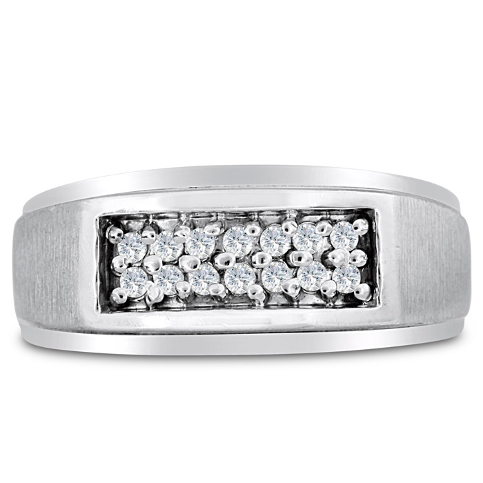 Men's 1/4 Carat Diamond Wedding Band in 14K White Gold, -K, I1-I2, 9.52mm Wide by SuperJeweler