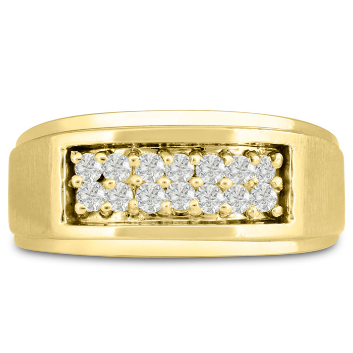Men's 1/2 Carat Diamond Wedding Band in Yellow Gold, G-H Color, , 9.81mm Wide by SuperJeweler