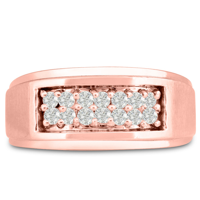 Men's 1/2 Carat Diamond Wedding Band in 14K Rose Gold, -K, I1-I2, 9.81mm Wide by SuperJeweler