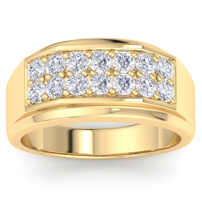 Men's 1 Carat Diamond Wedding Band in Yellow Gold, -K, I1-I2, 10.79mm Wide by SuperJeweler