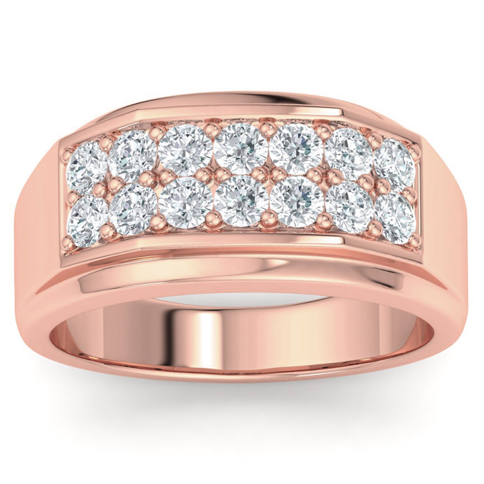 Men's 1 Carat Diamond Wedding Band in 14K Rose Gold, G-H Color, , 10.79mm Wide by SuperJeweler