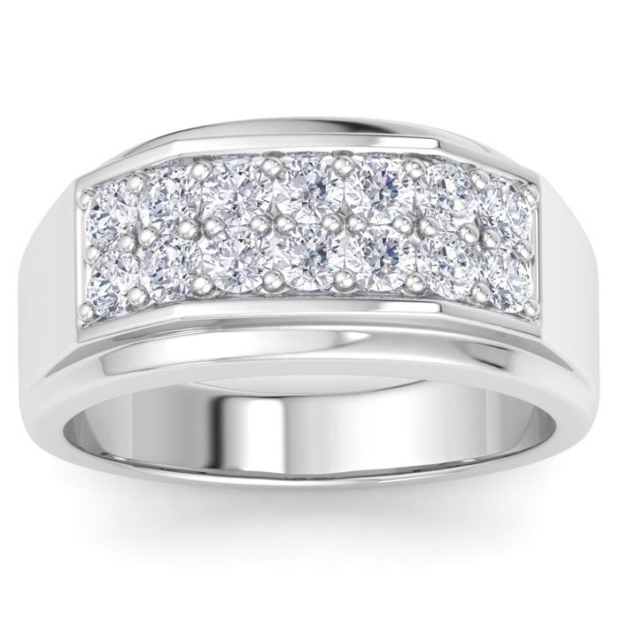 Men's 1 Carat Diamond Wedding Band in 14K White Gold, -K, I1-I2, 10.79mm Wide by SuperJeweler