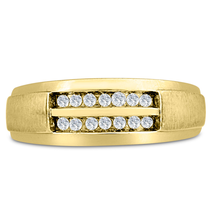 Men's 1/4 Carat Diamond Wedding Band in Yellow Gold, G-H Color, , 7.83mm Wide by SuperJeweler