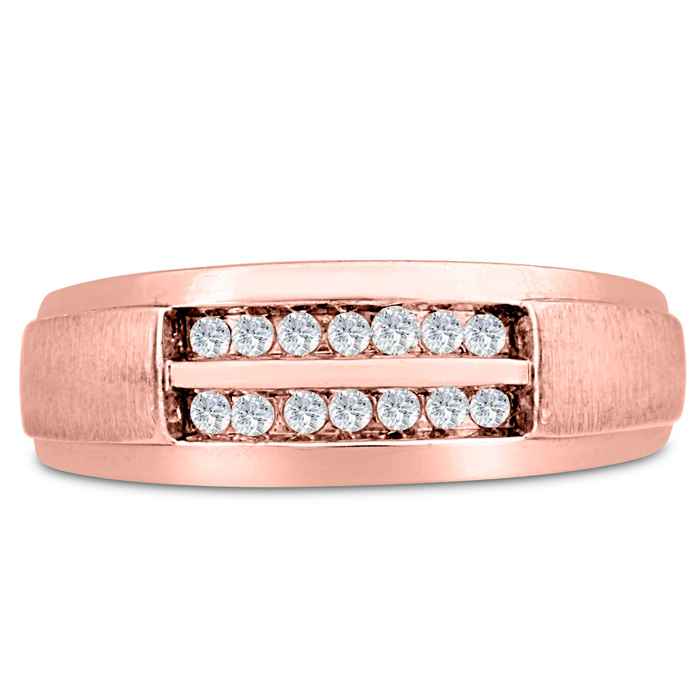 Men's 1/4 Carat Diamond Wedding Band in 14K Rose Gold, G-H Color, , 7.83mm Wide by SuperJeweler
