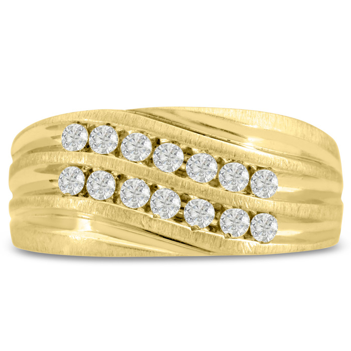 Men's 1/2 Carat Diamond Wedding Band in Yellow Gold, -K, I1-I2, 10.13mm Wide by SuperJeweler