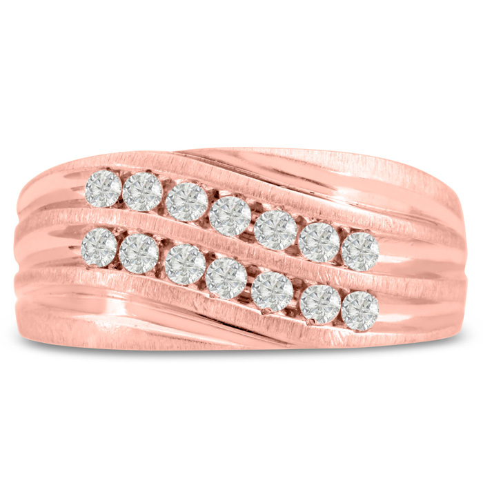 Men's 1/2 Carat Diamond Wedding Band in 14K Rose Gold, -K, I1-I2, 10.13mm Wide by SuperJeweler