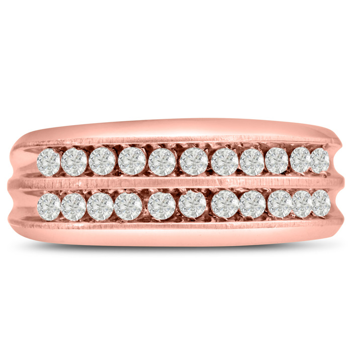 Men's 2/3 Carat Diamond Wedding Band in 14K Rose Gold, G-H Color, , 8.65mm Wide by SuperJeweler