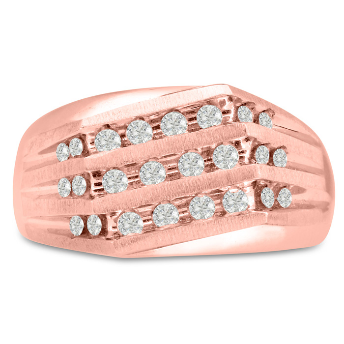 Men's 1/2 Carat Diamond Wedding Band in 14K Rose Gold, -K, I1-I2, 11.48mm Wide by SuperJeweler