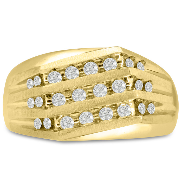 Men's 1/2 Carat Diamond Wedding Band in 14K Yellow Gold, -K, I1-I2, 11.48mm Wide by SuperJeweler