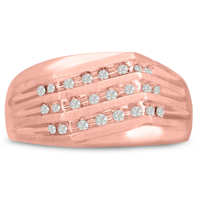 Men's 1/4 Carat Diamond Wedding Band in Rose Gold, G-H Color, , 10.26mm Wide by SuperJeweler