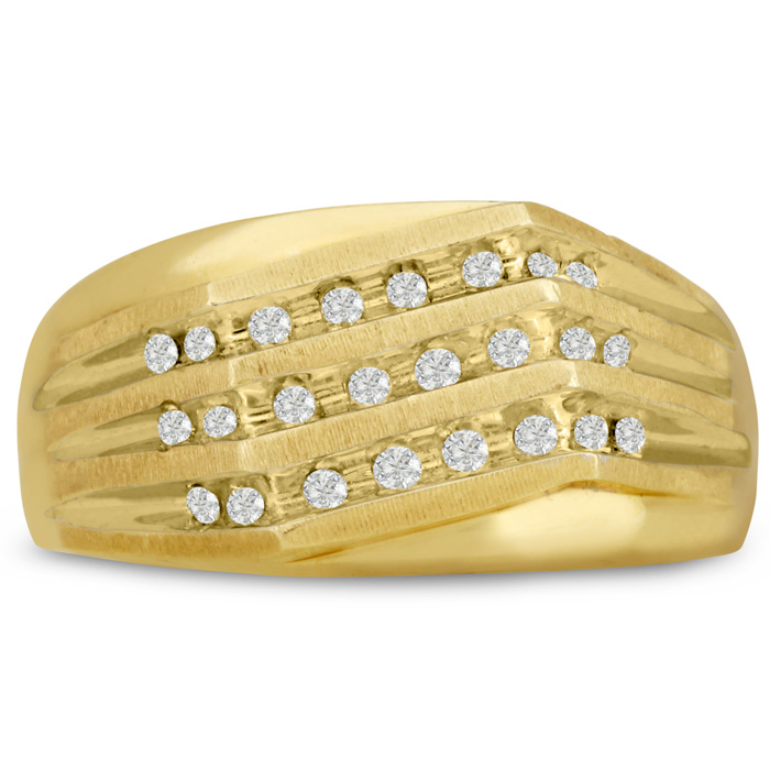 Men's 1/4 Carat Diamond Wedding Band in Yellow Gold, -K, I1-I2, 10.26mm Wide by SuperJeweler