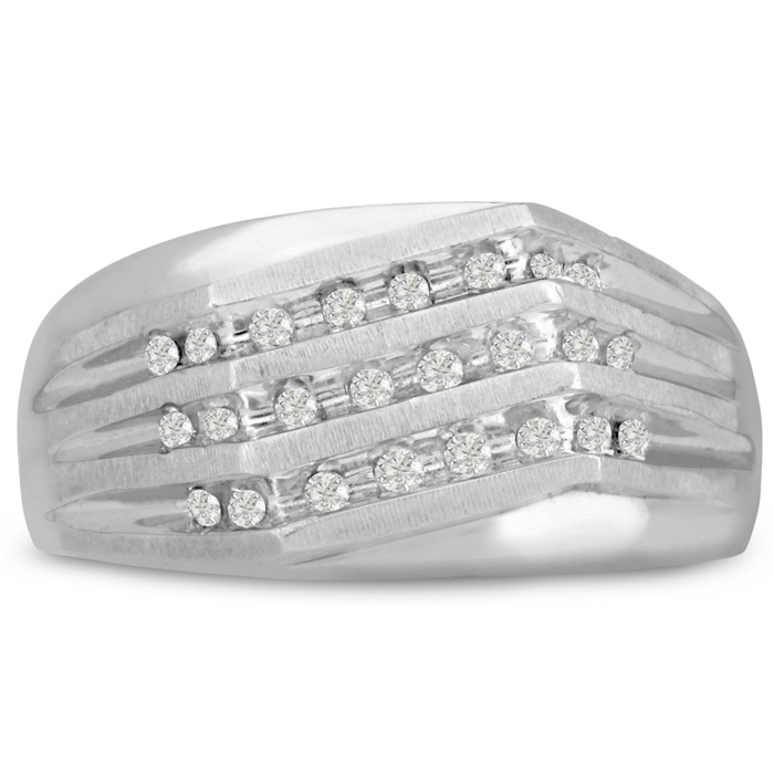 Men's 1/4 Carat Diamond Wedding Band in 14K White Gold, -K, I1-I2, 10.26mm Wide by SuperJeweler