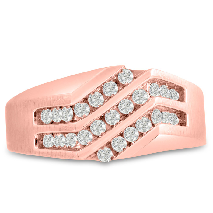 Men's 1/2 Carat Diamond Wedding Band in 14K Rose Gold, G-H Color, , 9.84mm Wide by SuperJeweler