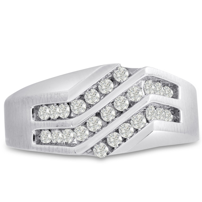 Men's 1/2 Carat Diamond Wedding Band in 14K White Gold, -K, I1-I2, 9.84mm Wide by SuperJeweler